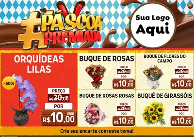 Modelo de Encarte para Encarte A4 Horizontal com o tema Páscoa Premiada para Floricultura e jardim