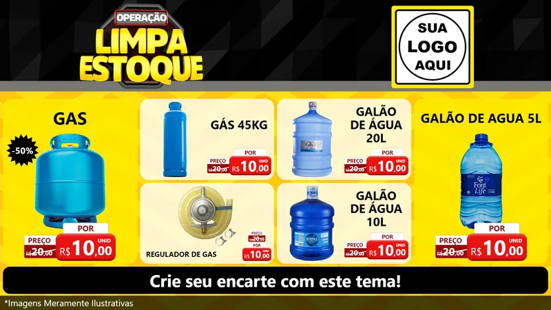 Modelo de TV para TV Horizontal com o tema Operação Limpa Estoque para Água e gás