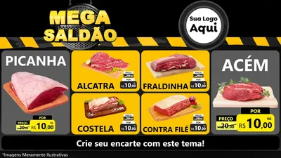 Modelo de TV para TV Horizontal com o tema Mega Saldão para Açougue