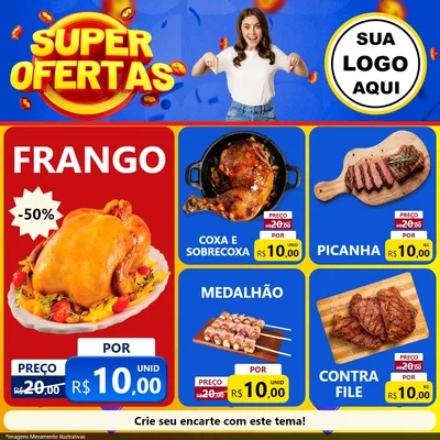 Modelo de Rede Social para Feed Facebook com o tema Super Ofertas para Assados