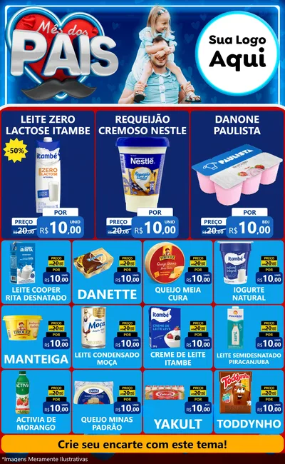 Modelo de Encarte para Encarte Grande com o tema Mês Dos Pais para Frios e Laticínios