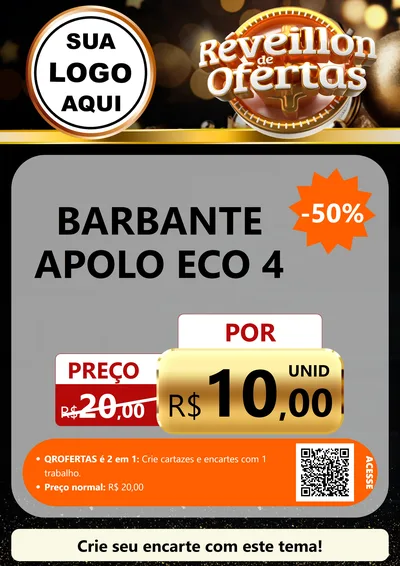 Modelo de Cartaz para Cartaz A4 Vertical com o tema Réveillon de Ofertas para Armarinho e Aviamentos