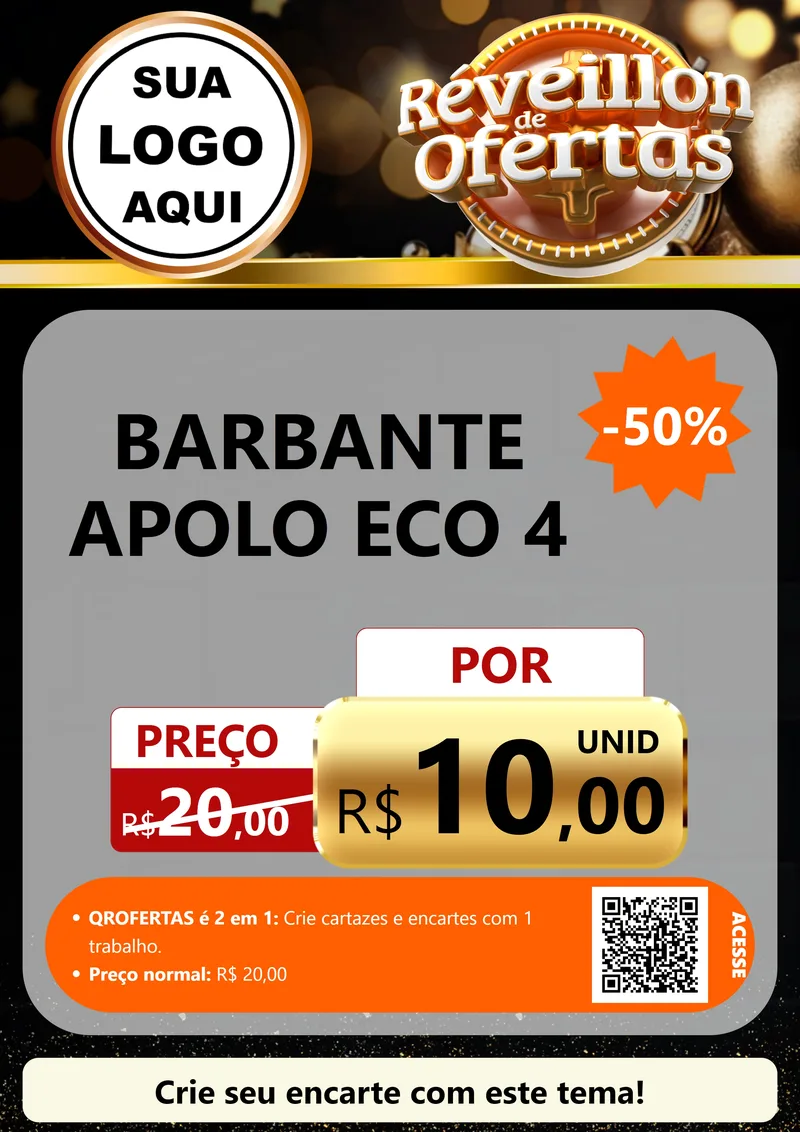 Modelo de Cartaz para Cartaz A4 Vertical com o tema Réveillon de Ofertas para Armarinho e Aviamentos