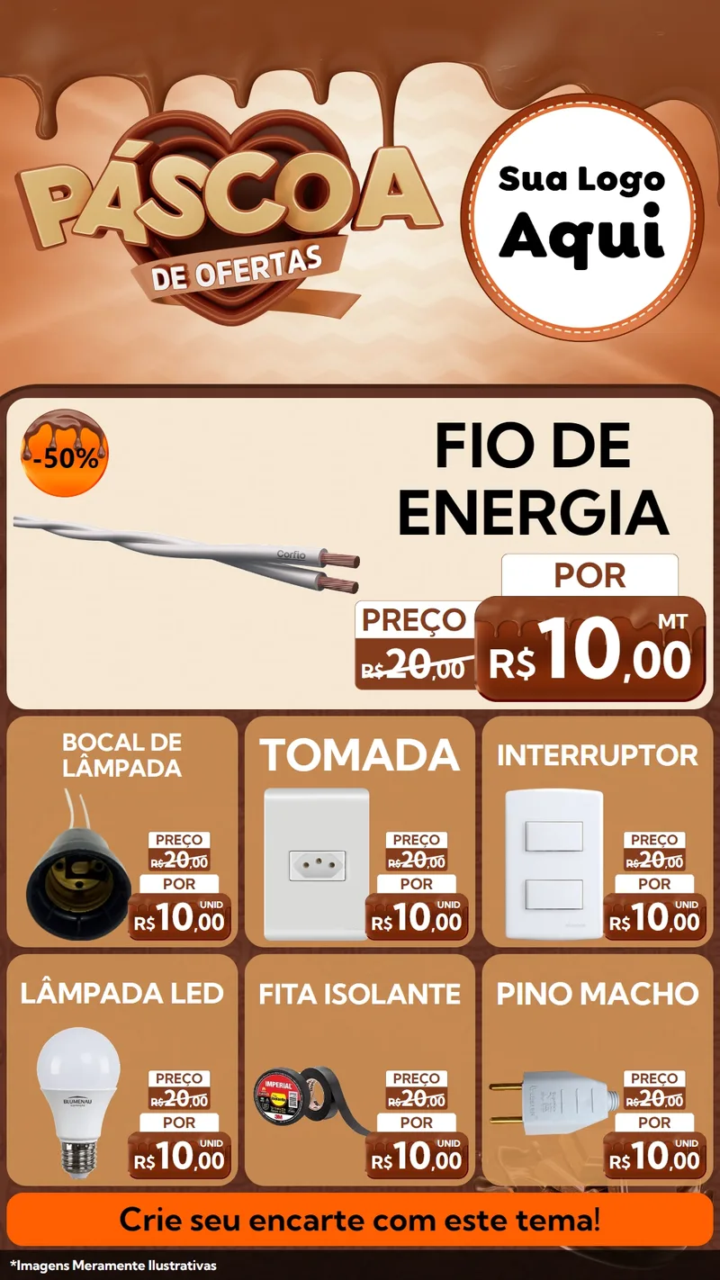 Modelo de Rede Social para Stories com o tema Páscoa de Ofertas para Materiais Elétricos