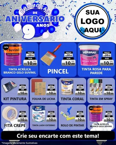 Modelo de Rede Social para Feed Instagram com o tema Promoção de Aniversário - 9 Anos para Tintas e Ferramentas