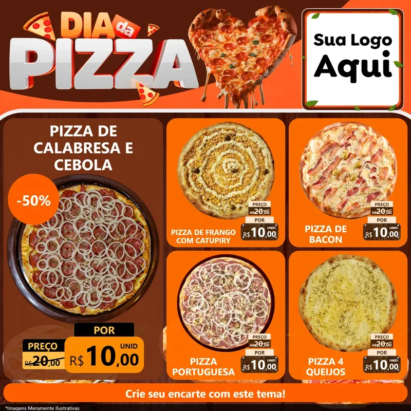 Modelo de Rede Social para Feed Facebook com o tema Dia da Pizza para Pizzaria