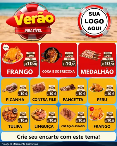Modelo de Rede Social para Feed Instagram com o tema Verão Imbatível para Assados