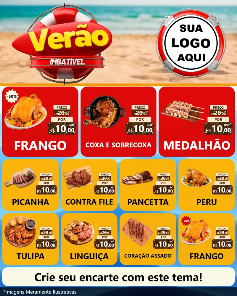 Modelo de Rede Social para Feed Instagram com o tema Verão Imbatível para Assados