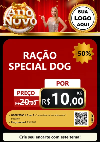 Modelo de Cartaz para Cartaz A4 Vertical com o tema Super Ano Novo para Pet Shop