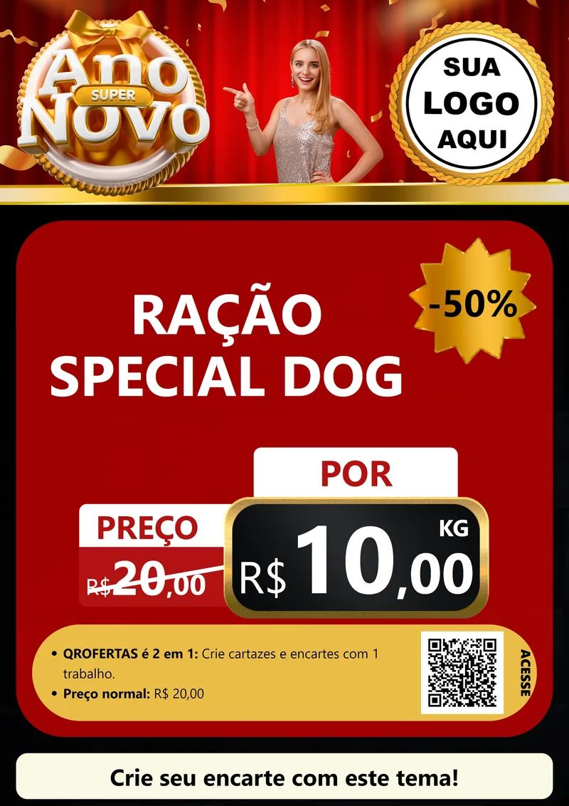 Modelo de Cartaz para Cartaz A4 Vertical com o tema Super Ano Novo para Pet Shop