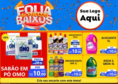 Modelo de Encarte para Encarte A4 Horizontal com o tema Folia de Preços Baixos para Produtos de Limpeza