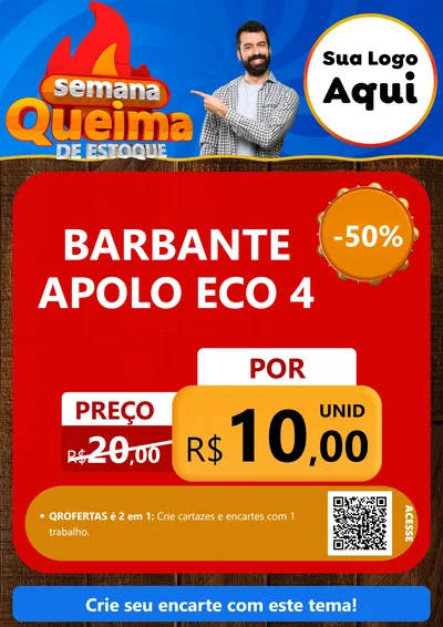Modelo de Cartaz para Cartaz A4 Vertical com o tema Semana Queima de Estoque para Armarinho e Aviamentos