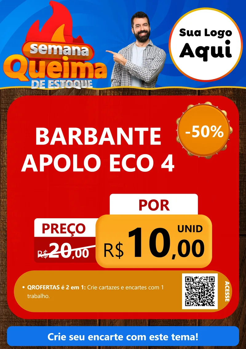 Modelo de Cartaz para Cartaz A4 Vertical com o tema Semana Queima de Estoque para Armarinho e Aviamentos