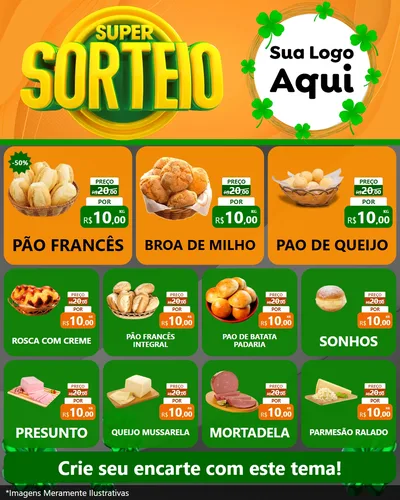Modelo de Rede Social para Feed Instagram com o tema Super Sorteio para Padaria