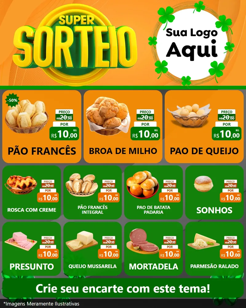Modelo de Rede Social para Feed Instagram com o tema Super Sorteio para Padaria