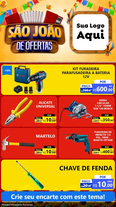 Modelo de TV para TV Vertical com o tema São João de Ofertas para Maquinas e Ferramentas