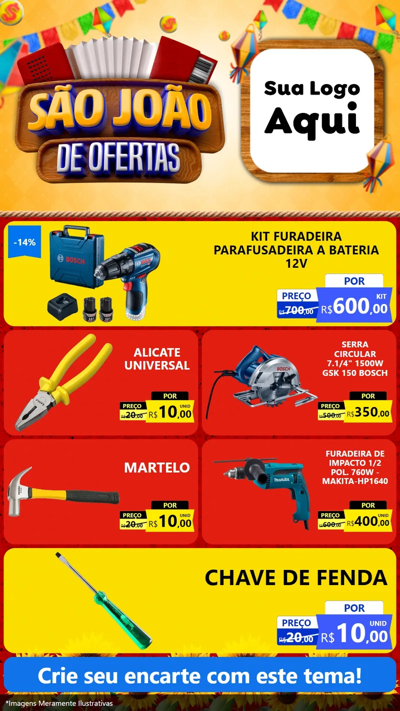 Modelo de TV para TV Vertical com o tema São João de Ofertas para Maquinas e Ferramentas