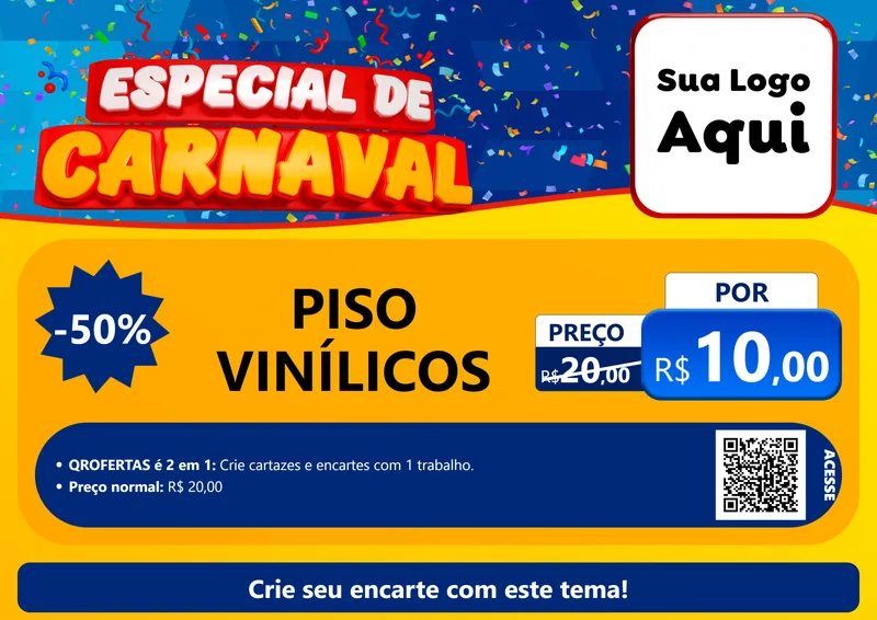 Modelo de Cartaz para Cartaz A4 Horizontal com o tema Especial de Carnaval para Material para Construção