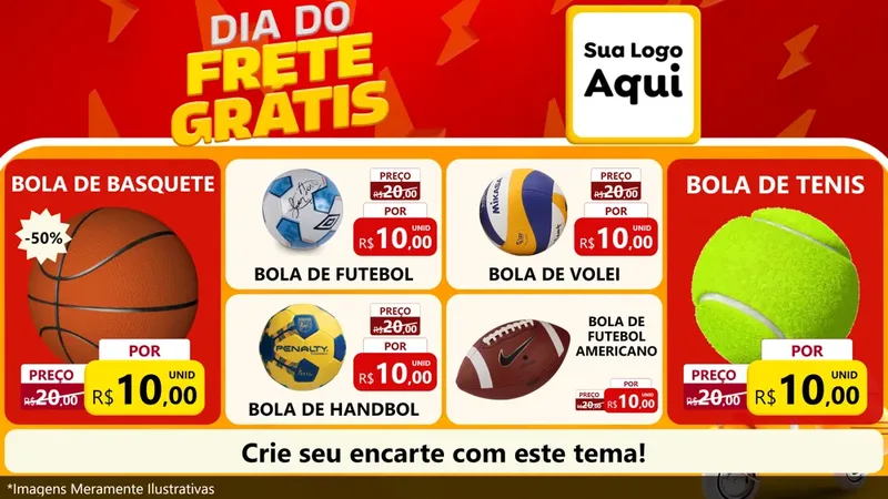 Modelo de TV para TV Horizontal com o tema Dia do Frete Grátis para Artigos Esportivos