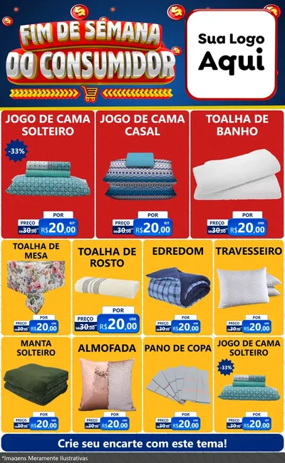 Modelo de Encarte para Encarte Grande com o tema Fim de Semana do Consumidor para Cama, Mesa e Banho