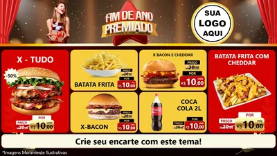 Modelo de TV para TV Horizontal com o tema Fim de Ano Premiado para Hamburgueria