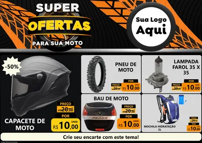 Modelo de Encarte para Encarte A4 Horizontal com o tema Super Ofertas Para Sua Moto para Moto peças