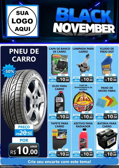 Modelo de Encarte para Encarte A4 Vertical com o tema Black November para Auto peças