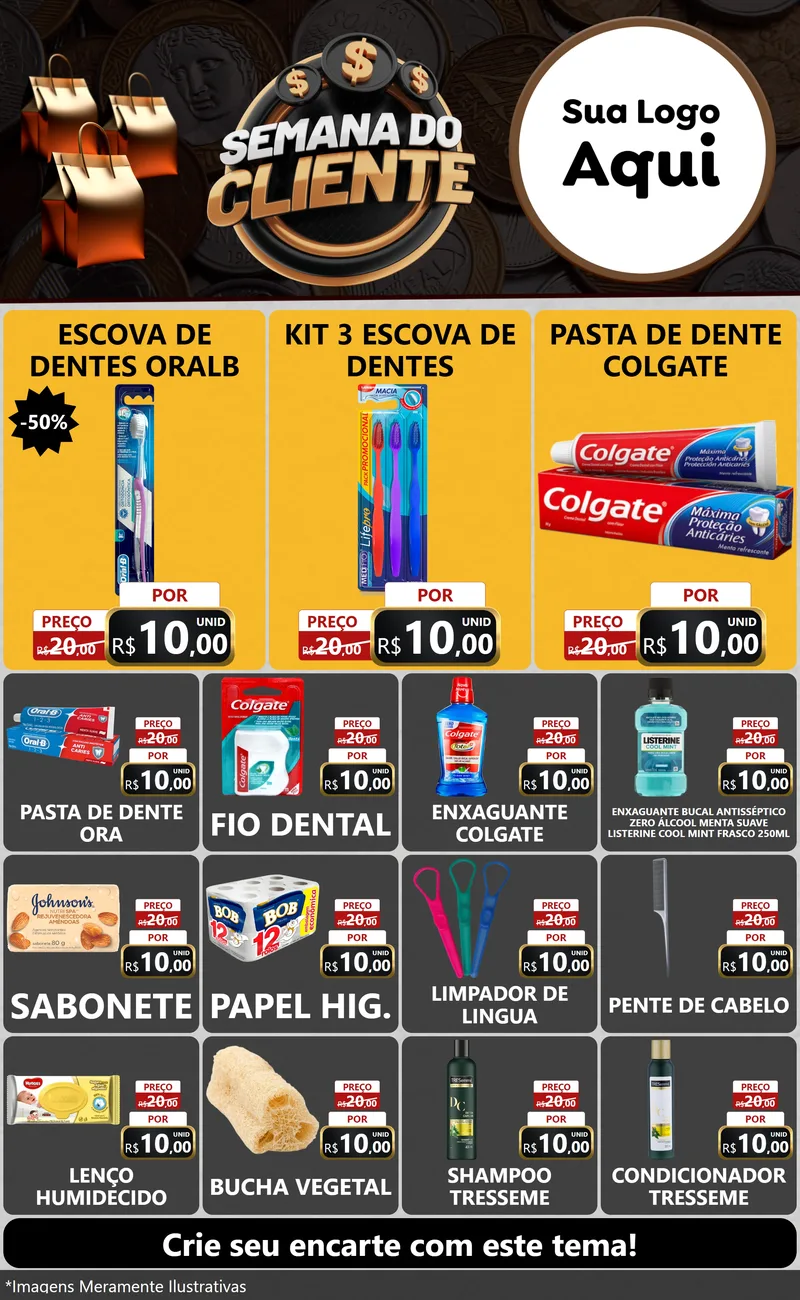 Modelo de Encarte para Encarte Grande com o tema Semana do Cliente para Higiene Pessoal