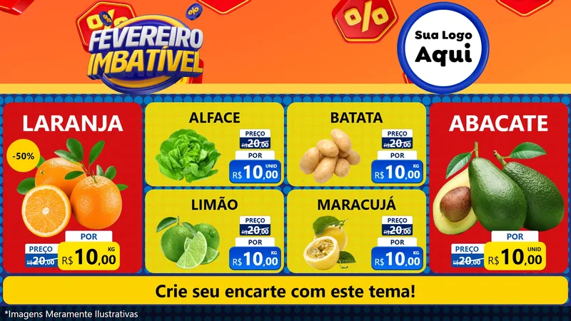 Modelo de TV para TV Horizontal com o tema Fevereiro Imbatível para Hortifrúti