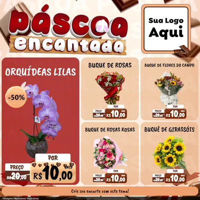 Modelo de Rede Social para Feed Facebook com o tema Páscoa Encantada para Floricultura e jardim