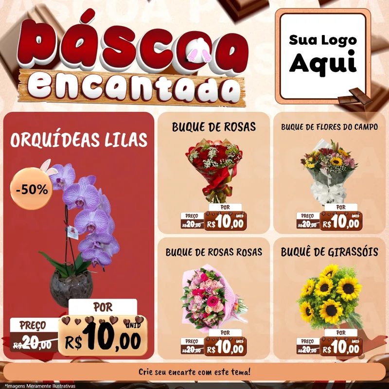 Modelo de Rede Social para Feed Facebook com o tema Páscoa Encantada para Floricultura e jardim