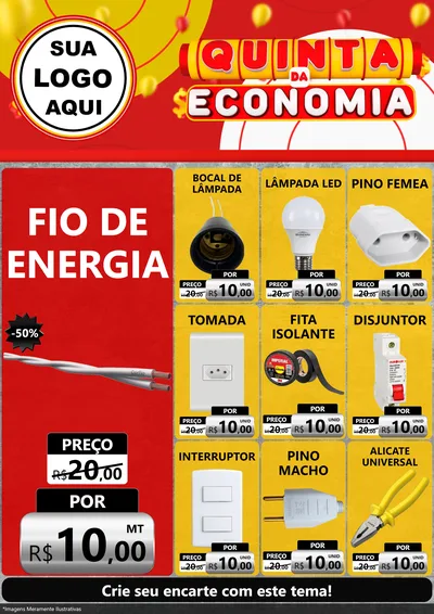 Modelo de Encarte para Encarte A4 Vertical com o tema Quinta da Economia para Materiais Elétricos