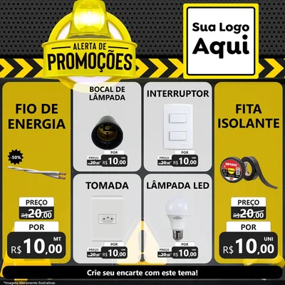 Modelo de Rede Social para Feed Facebook com o tema Alerta de Promoções para Materiais Elétricos
