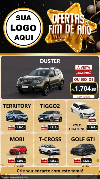 Modelo de Rede Social para Stories com o tema Ofertas de Fim de Ano para Concessionaria de Carros