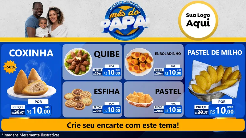 Modelo de TV para TV Horizontal com o tema Ofertas Imperdíveis Mês Do Papai para Salgadaria