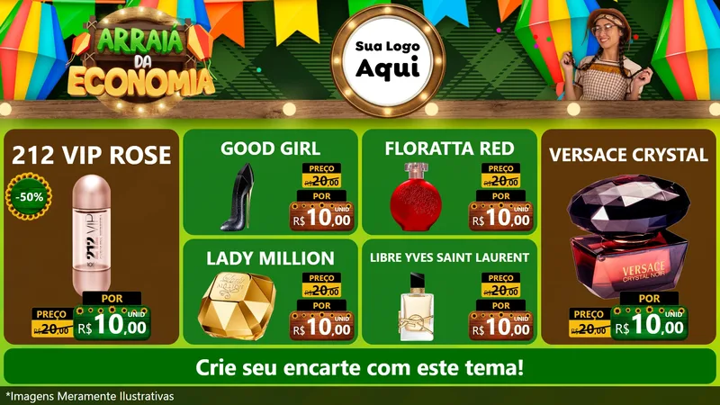 Modelo de TV para TV Horizontal com o tema Arraiá de Economia para Perfumes