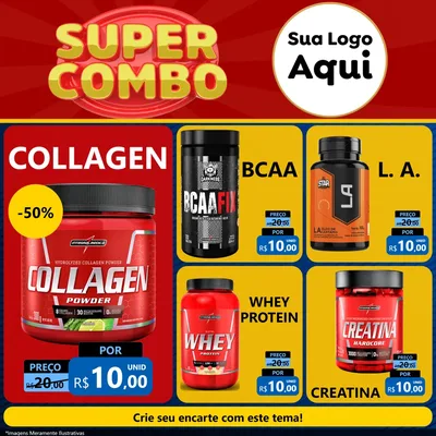 Modelo de Rede Social para Feed Facebook com o tema Super Combo para Suplementos alimentares