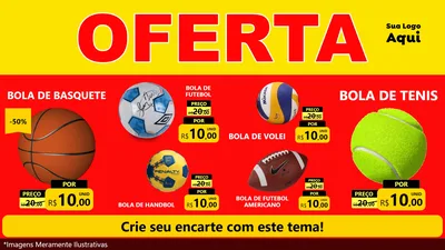 Modelo de TV para TV Horizontal com o tema OFERTA - Vermelho Cartaz para Artigos Esportivos