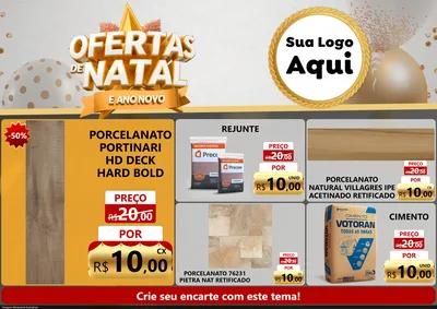 Modelo de Encarte para Encarte A4 Horizontal com o tema Ofertas De Natal E Ano Novo para Pisos e revestimentos