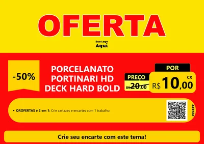 Modelo de Cartaz para Cartaz A4 Horizontal com o tema OFERTA - Vermelho Cartaz para Pisos e revestimentos