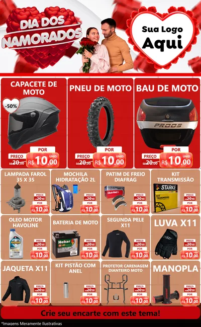 Modelo de Encarte para Encarte Grande com o tema Dia dos Namorados para Moto peças