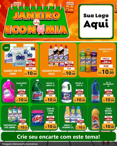 Modelo de Rede Social para Feed Instagram com o tema Janeiro da Economia para Produtos de Limpeza