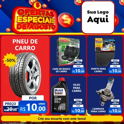 Modelo de Rede Social para Feed Facebook com o tema Ofertas Especiais de Agosto para Auto peças