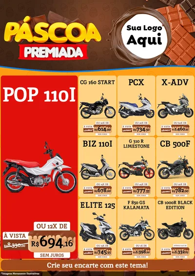Modelo de Encarte para Encarte A4 Vertical com o tema Páscoa Premiada para Concessionaria de Motos