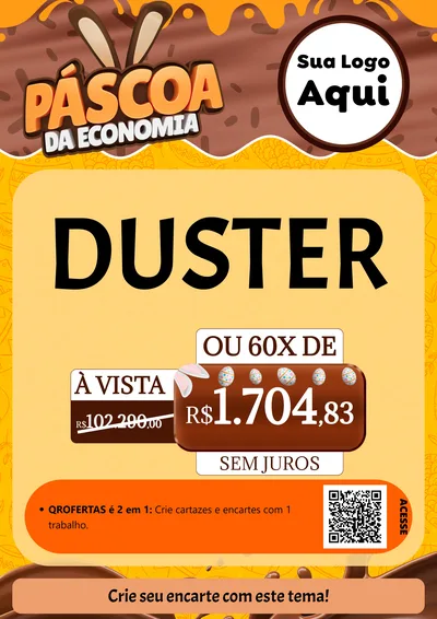 Modelo de Cartaz para Cartaz A4 Vertical com o tema Páscoa da Economia para Concessionaria de Carros