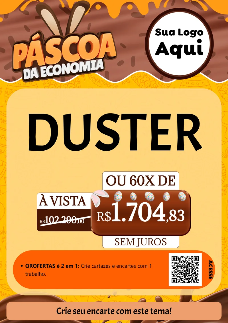 Modelo de Cartaz para Cartaz A4 Vertical com o tema Páscoa da Economia para Concessionaria de Carros