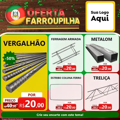 Modelo de Rede Social para Feed Facebook com o tema Oferta Farroupilha para Ferragens