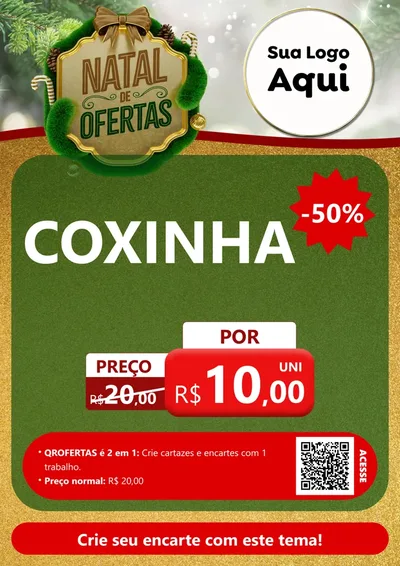 Modelo de Cartaz para Cartaz A4 Vertical com o tema Ofertas de Natal para Salgadaria