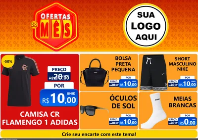 Modelo de Encarte para Encarte A4 Horizontal com o tema Ofertas do Mês para Roupas e acessórios