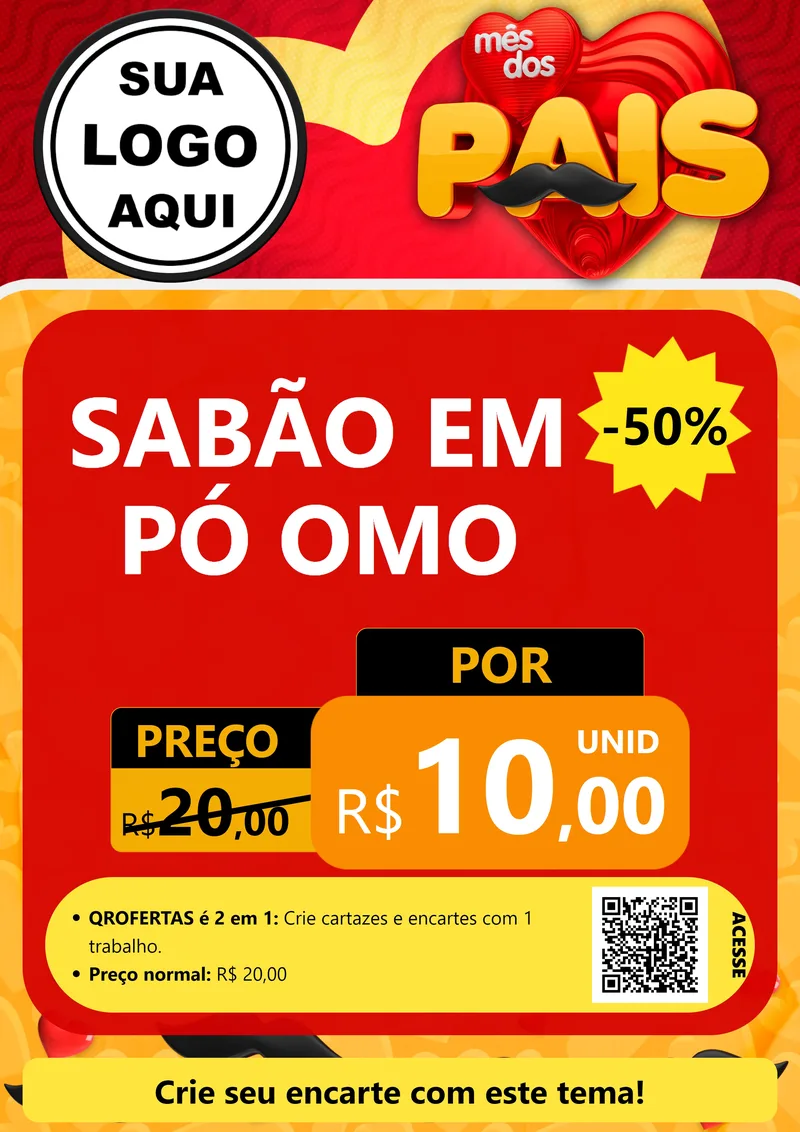 Modelo de Cartaz para Cartaz A4 Vertical com o tema Mês Dos Pais para Produtos de Limpeza